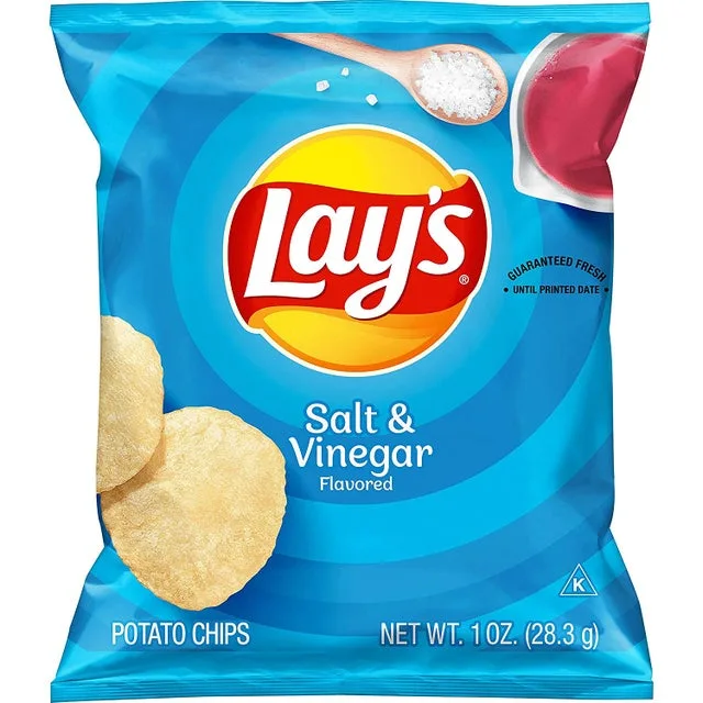 Lays Potato Chips 2 5/8 ounce snack size - Salt & Vinegar